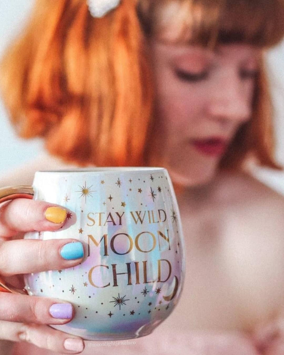 Bundle of 4 STAY WILD MOON good CHILD mug bundle pink and mint green gold lot